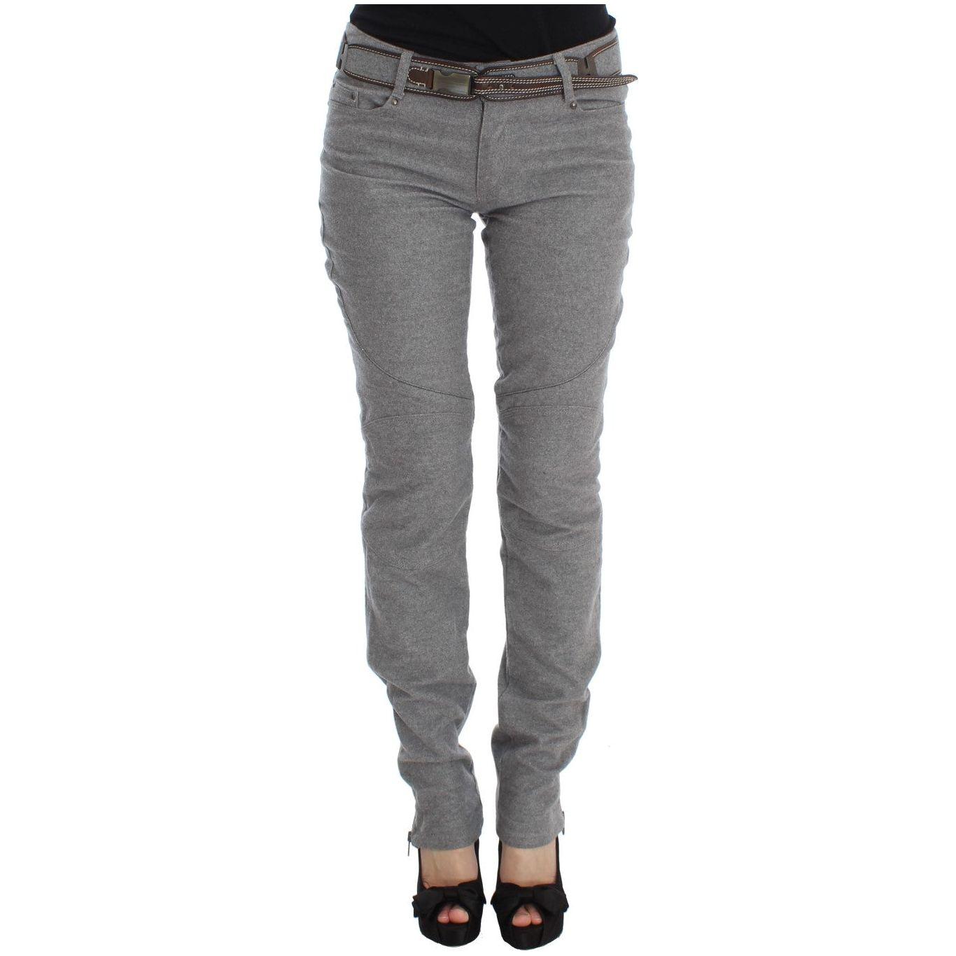 Ermanno Scervino Gray Cotton Slim Fit Casual Bootcut Pants SIG30298-1