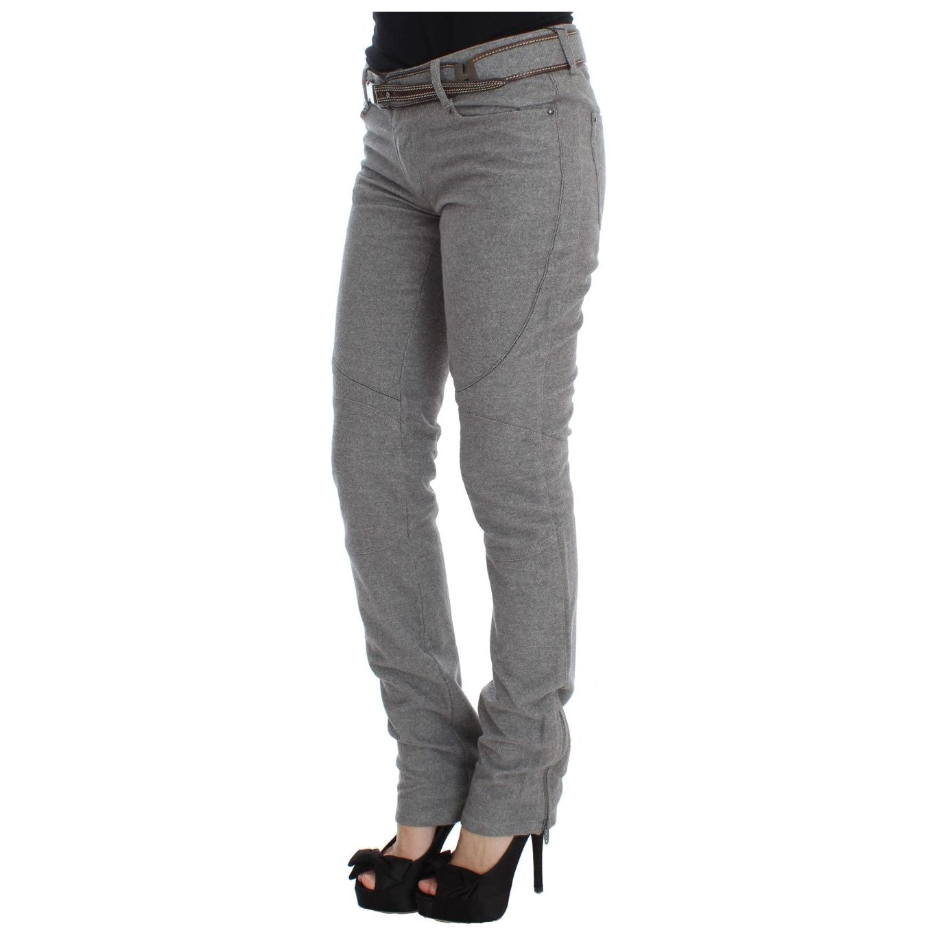 Ermanno Scervino Gray Cotton Slim Fit Casual Bootcut Pants SIG30298-1