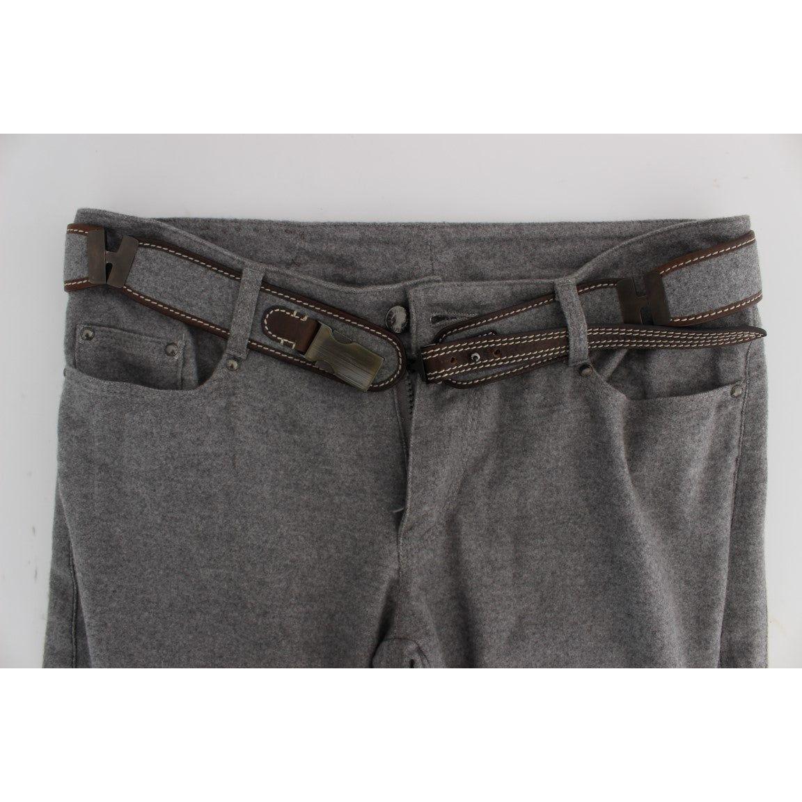 Ermanno Scervino Gray Cotton Slim Fit Casual Bootcut Pants SIG30298-1