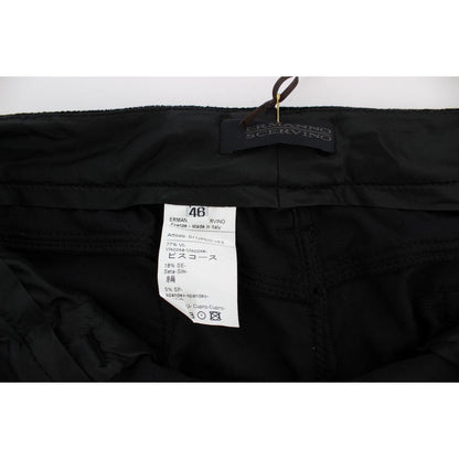 Ermanno Scervino Black Viscose Blend Velvet Slim Fit Pants