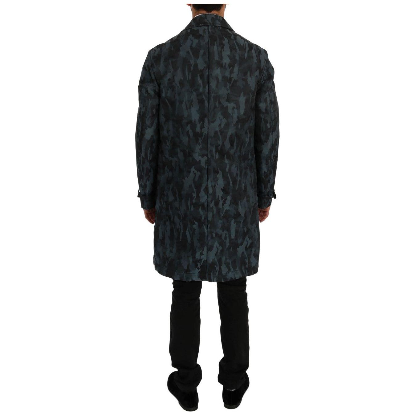 Dolce & Gabbana Blue Camouflage Trench Trench Coats & Jackets