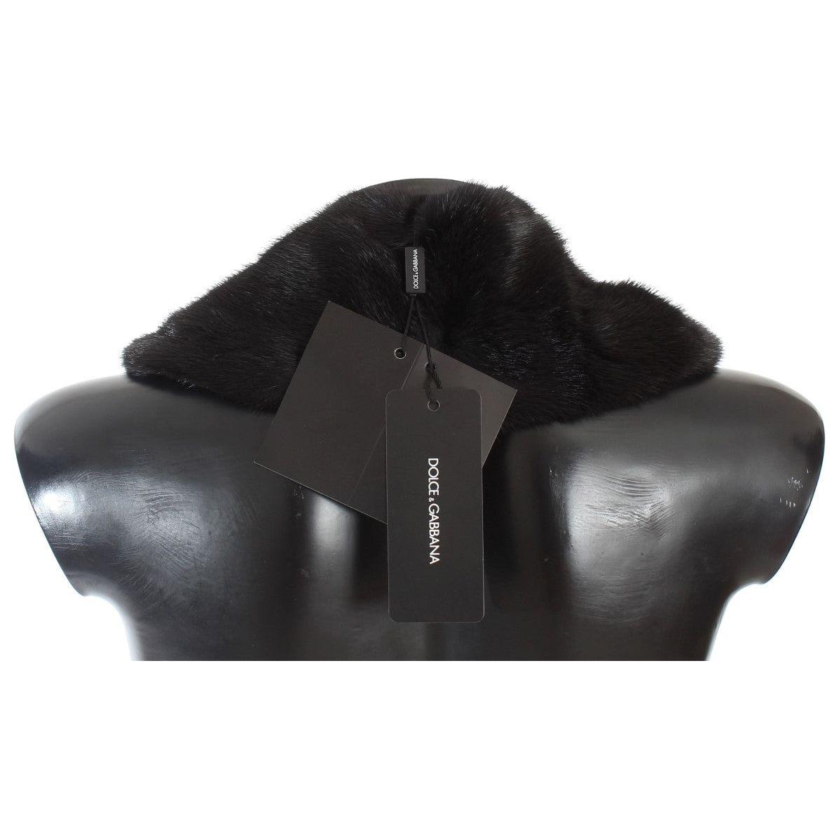 Dolce & Gabbana Black Mink Fur Shoulder Collar Scarf