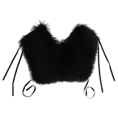 Dolce & Gabbana Black Fox Fur Shoulder Wrap Cover Collar Scarf Fur Wrap Scarves
