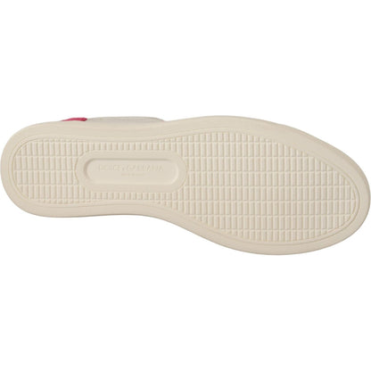 Dolce & Gabbana White Pink Leather Low Top Sneakers Womens Shoes