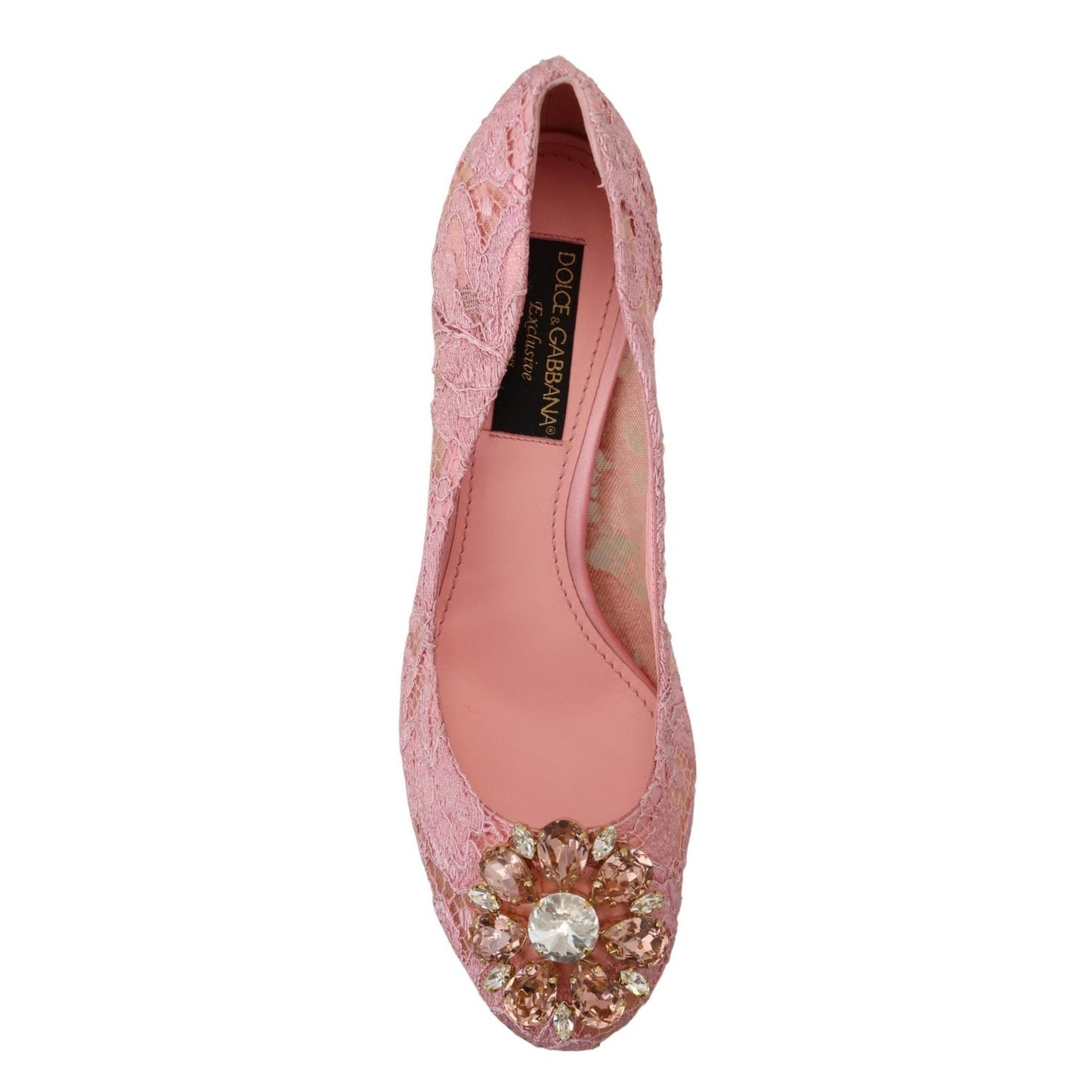 Dolce & Gabbana Pink Taormina Lace Crystal Pumps Pastel Shoes