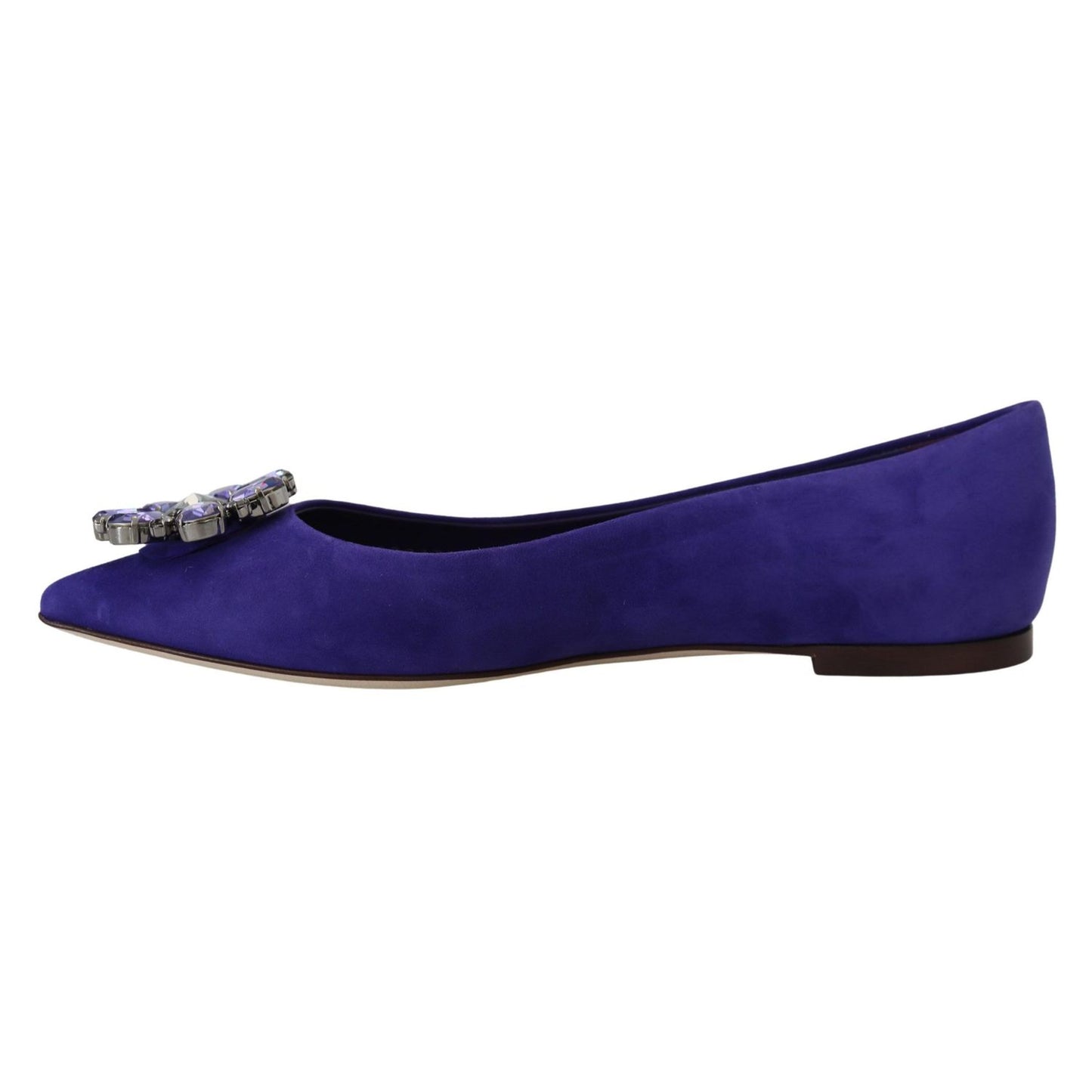 Dolce & Gabbana Purple Suede Crystals Loafers Flats Shoes