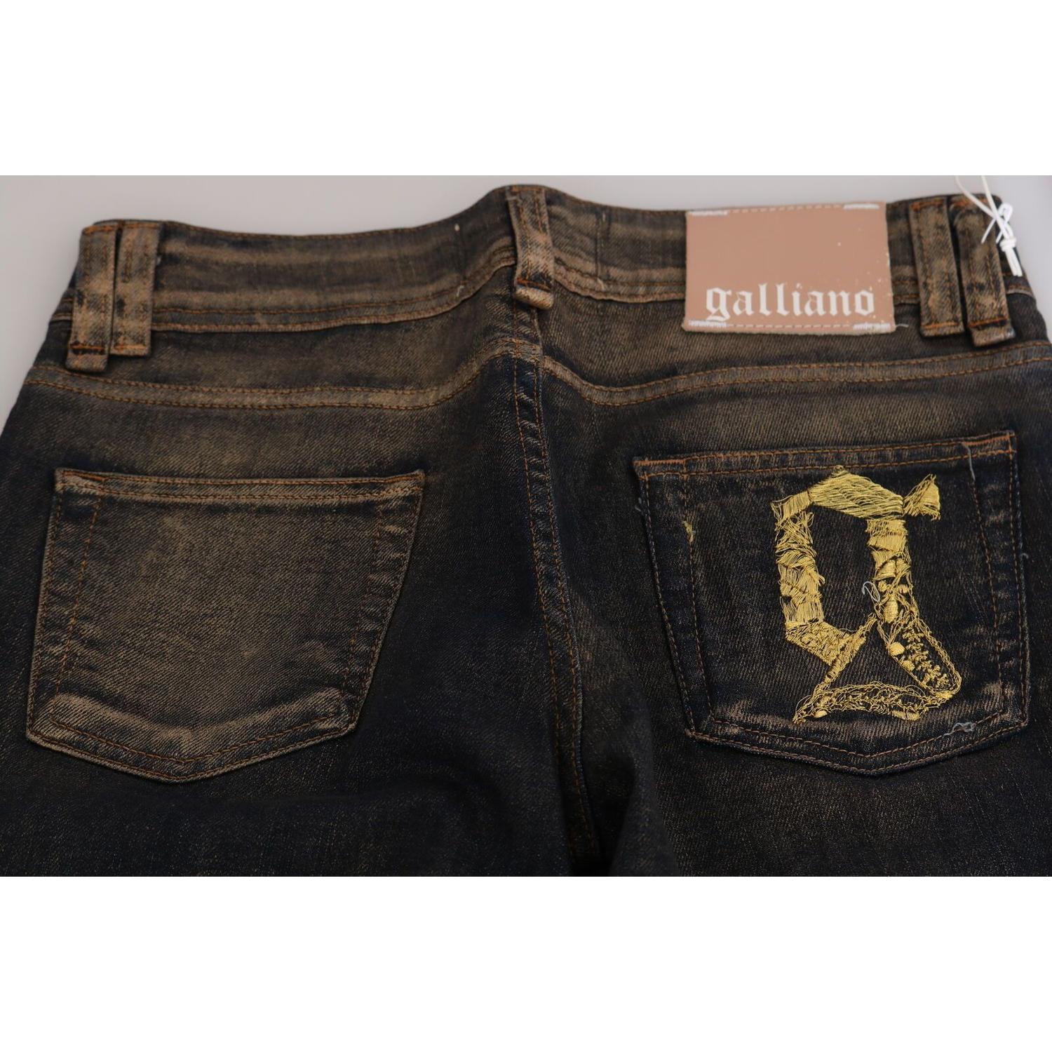 بنطلون جينز أسود أنيق من جون جاليانو بخصر متوسط ​​وواسع