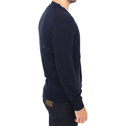 Ermanno Scervino Blue Wool Cashmere Cardigan Pullover Sweater