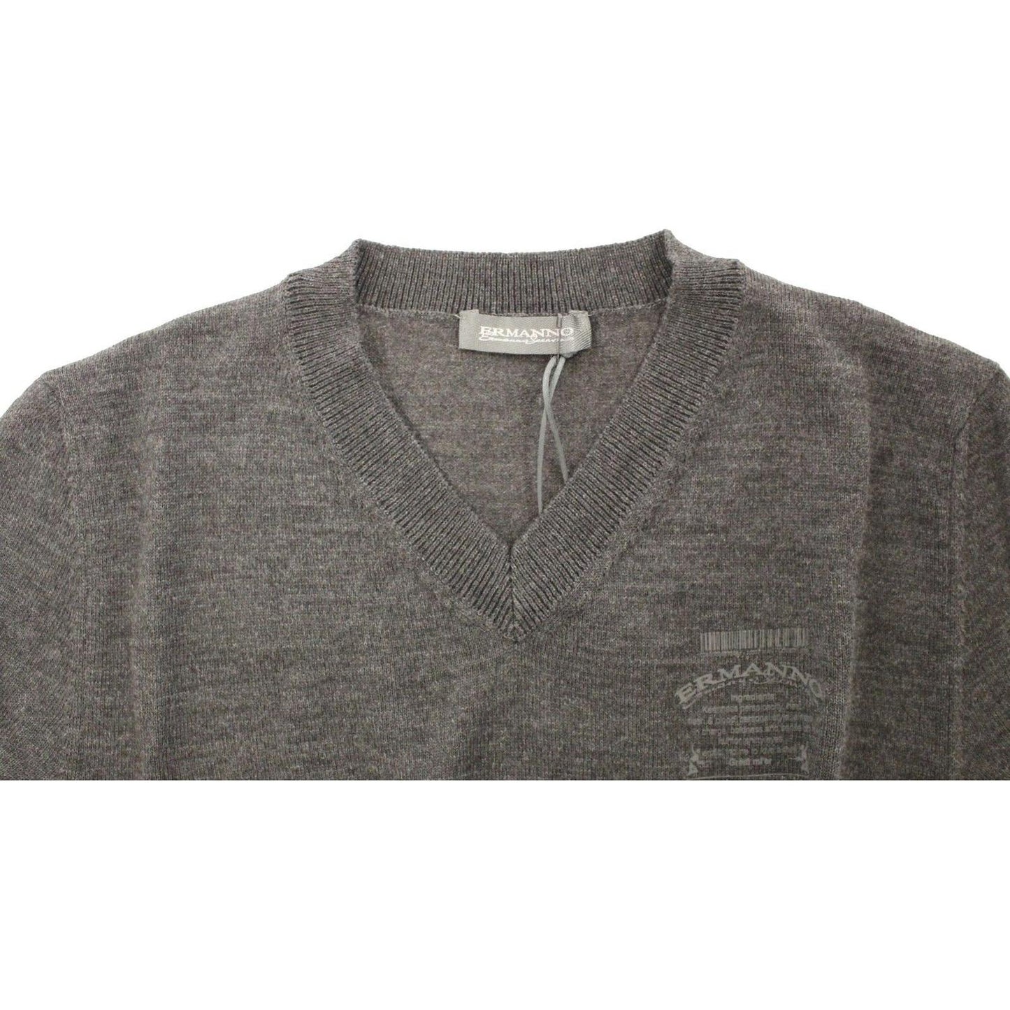 Ermanno Scervino Gray Wool Blend V-neck Pullover Sweater SIG10334-1