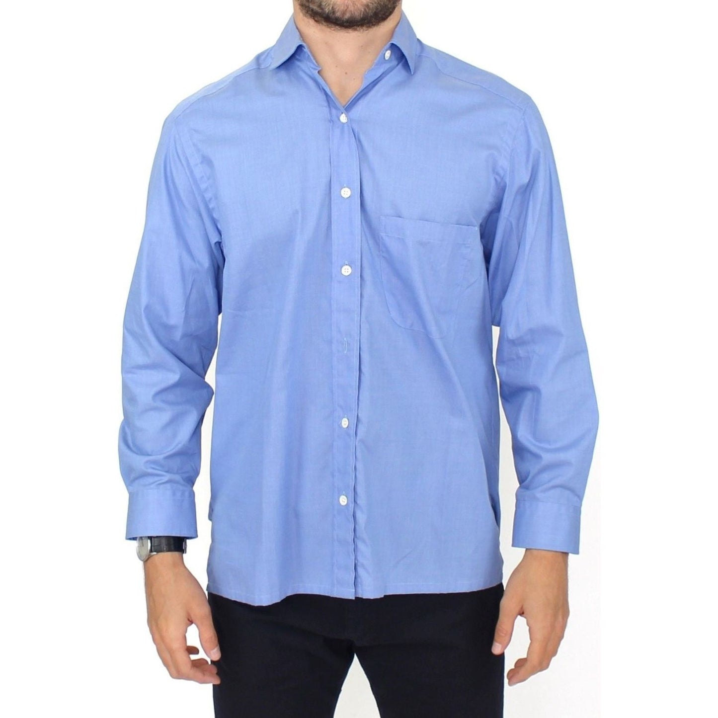 Ermanno Scervino Blue Cotton Dress Classic Fit Shirt