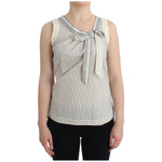 Ermanno Scervino Chic Striped Cotton-Silk Bow Top Ermanno Scervino Gray