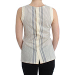 Ermanno Scervino Chic Striped Cotton-Silk Bow Top Ermanno Scervino Gray