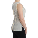 Ermanno Scervino Chic Striped Cotton-Silk Bow Top Ermanno Scervino Dark Gray