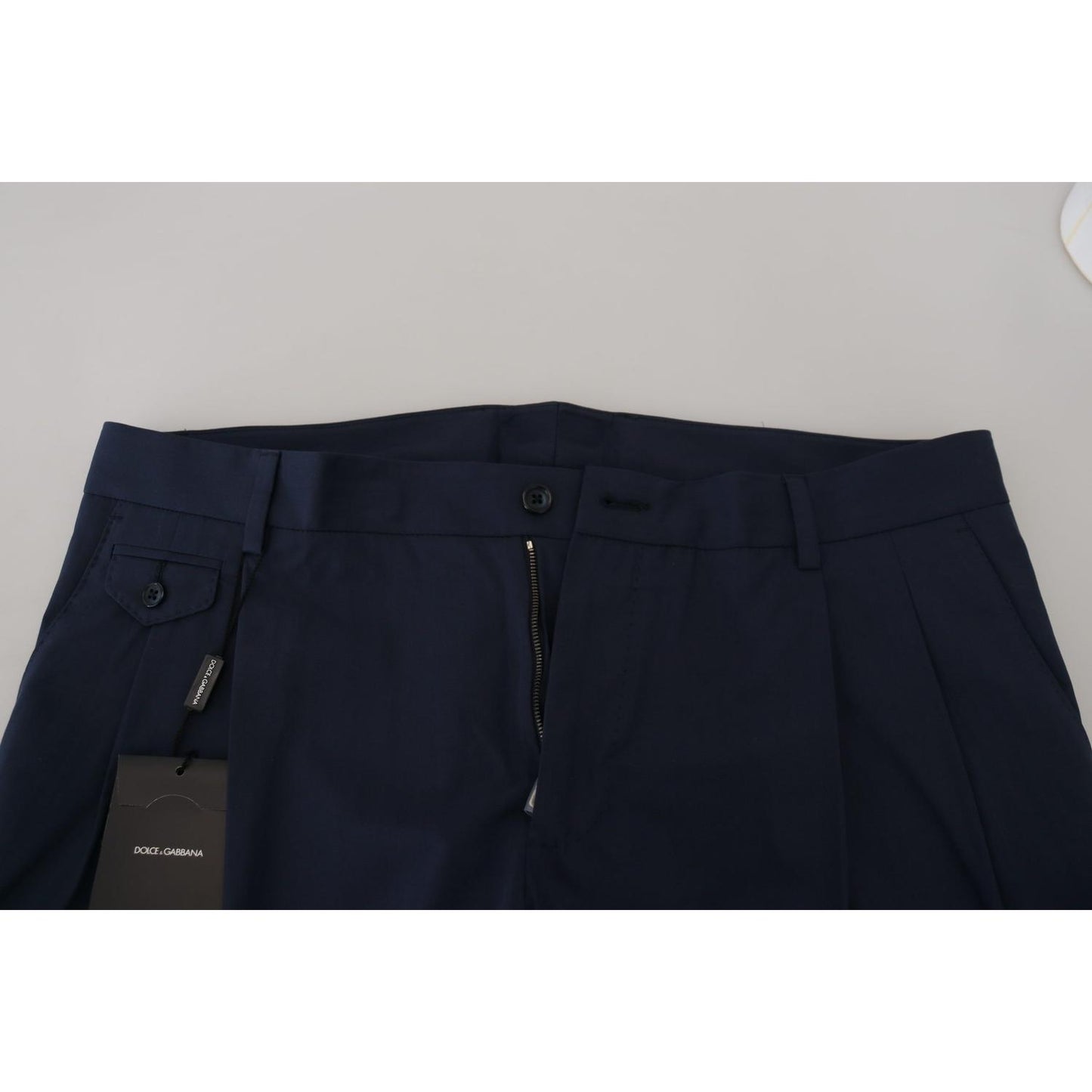 Dolce & Gabbana Blue Cotton Slim Trousers Chinos Pants