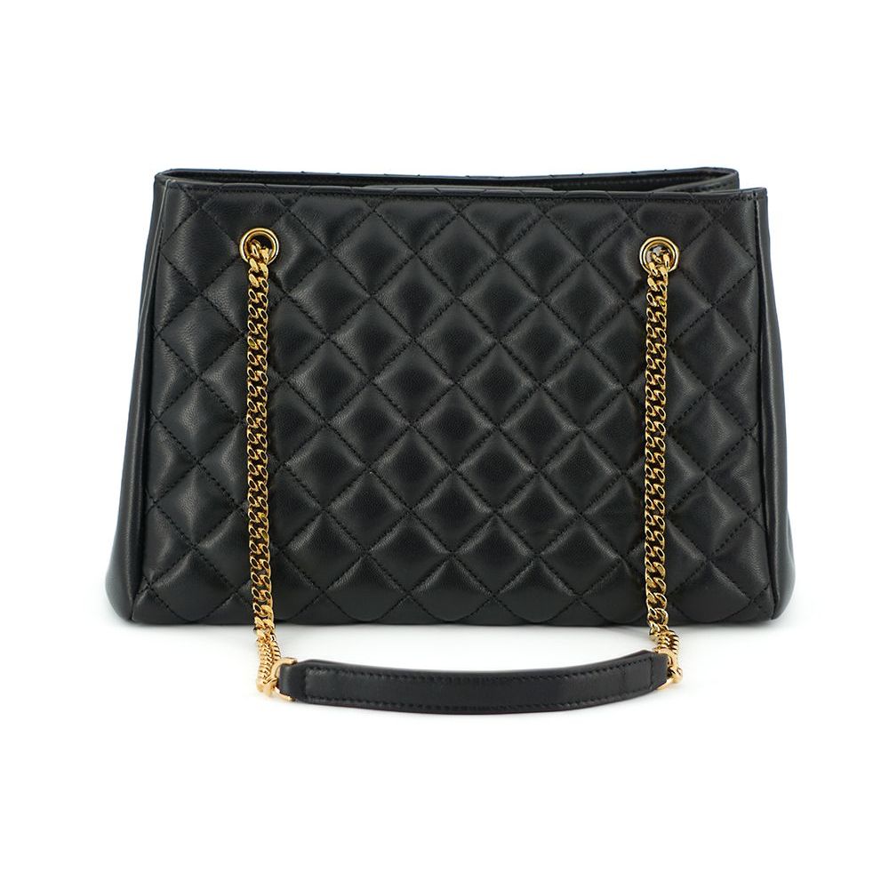 Versace Black Quilted Nappa Leather Medusa Tote Handbag