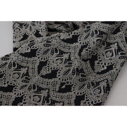 Dolce & Gabbana Black Gray Jacquard Sheath Bodycon Dress