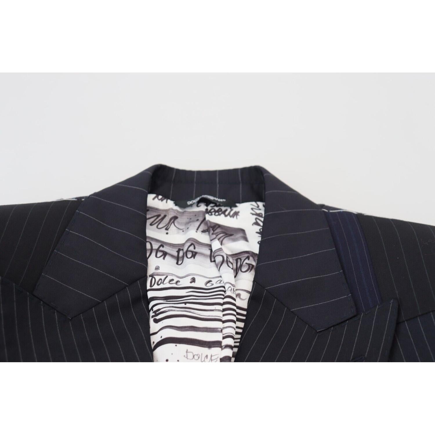 سترة صوفية أنيقة مزدوجة الصدر باللون الأزرق الداكن من دولتشي آند غابانا