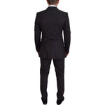 Dolce & Gabbana Black Striped Wool Formal 2 Piece Suit
