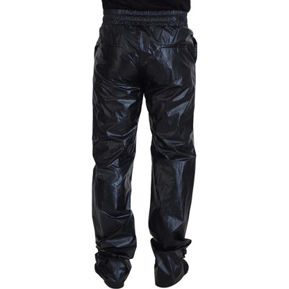 Dolce & Gabbana Black Shining Drawstring Trouser Nylon Pants