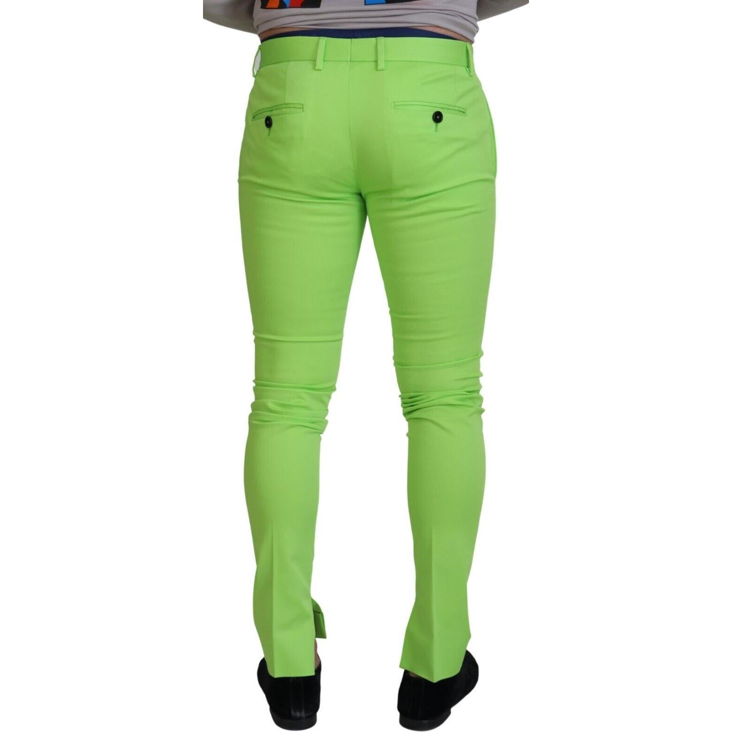 بنطلون شينو أنيق من القطن باللون الأخضر الفاتح من دولتشي آند غابانا