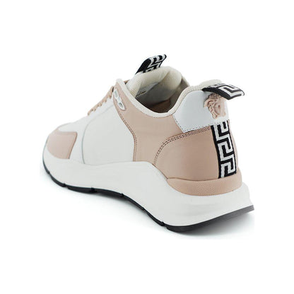 Versace Light Pink and White Calf Leather Sneakers