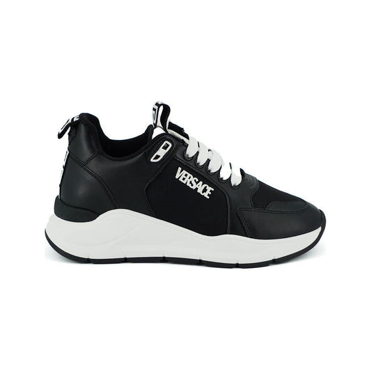 Versace Elegant Monochrome Leather Sneakers Versace Black