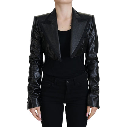 Dolce & Gabbana Black Long Sleeves Crop Blazer Cotton Jacket