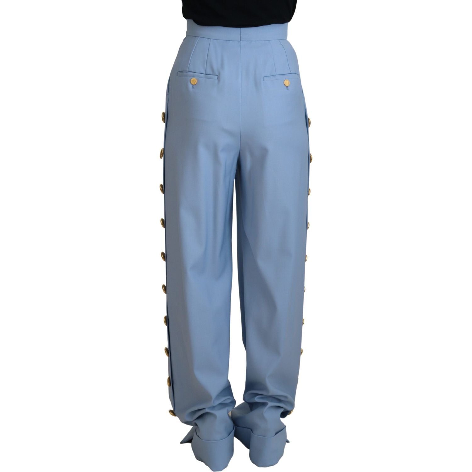 Dolce & Gabbana Light Blue Button Wide Leg Pants