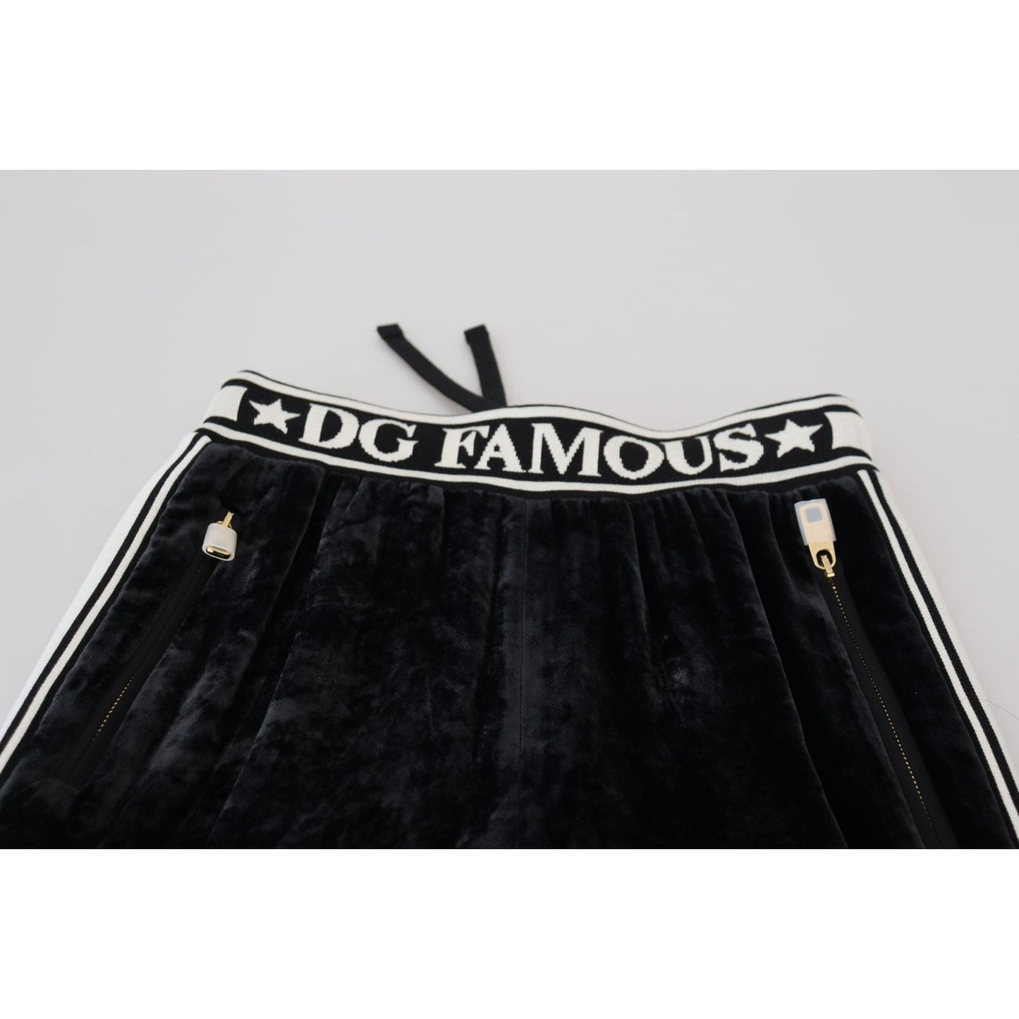 Dolce & Gabbana Black DG Logo Velvet Trouser Pants