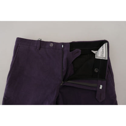 BENCIVENGA Purple Pure Cotton Tapered Mens Pants
