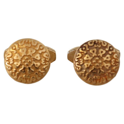 Dolce & Gabbana Gold Plated Brass Round Pin Men Cufflinks