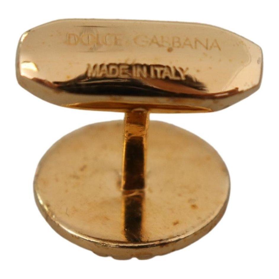 Dolce & Gabbana Gold Plated Brass Round Pin Men Cufflinks