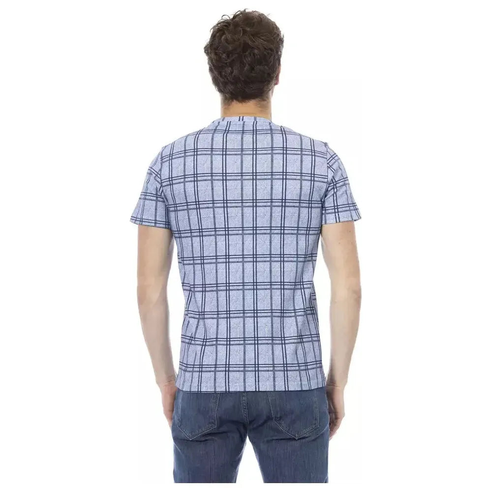 تي شيرت رجالي من القطن باللون الأزرق الفاتح من Baldinini Trend