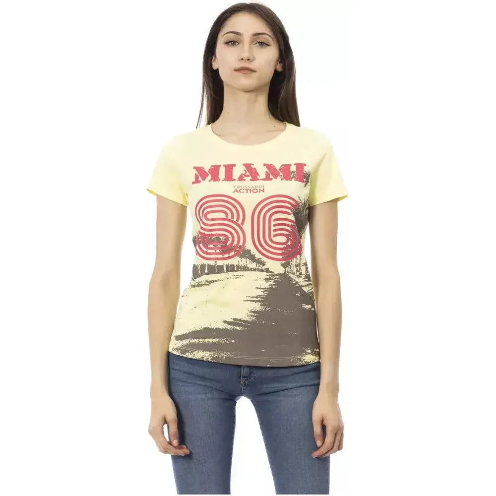 بلوزة نسائية قطنية باللون الأصفر من Trussardi Action