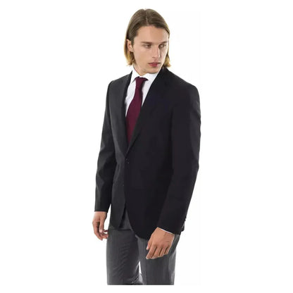 Uominitaliani Black Wool Mens Blazer