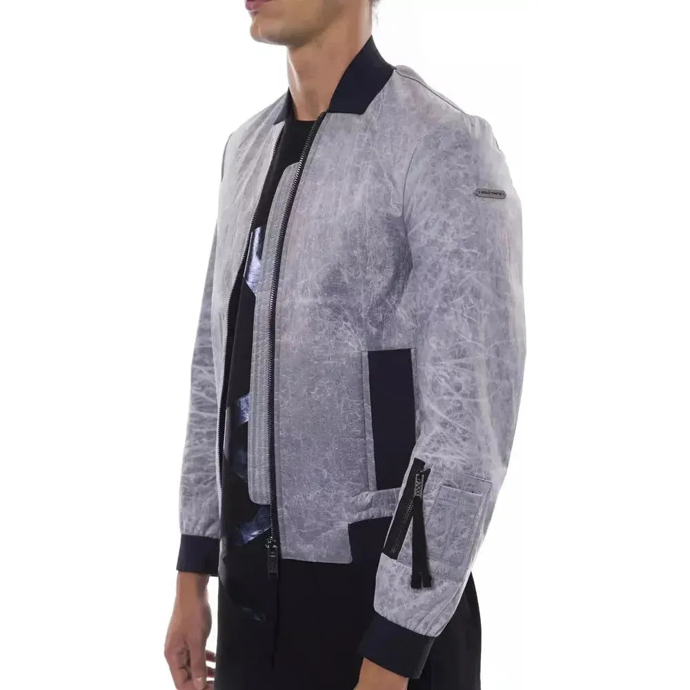 Nicolo Tonetto Gray Polyester Men Bomber Jacket NI-12942-XS