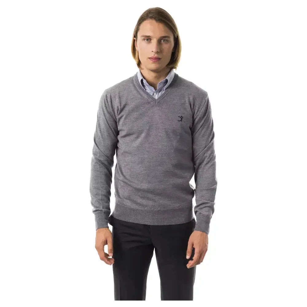 Uominitaliani Gray Merino Wool Men Sweater UO-7825-S