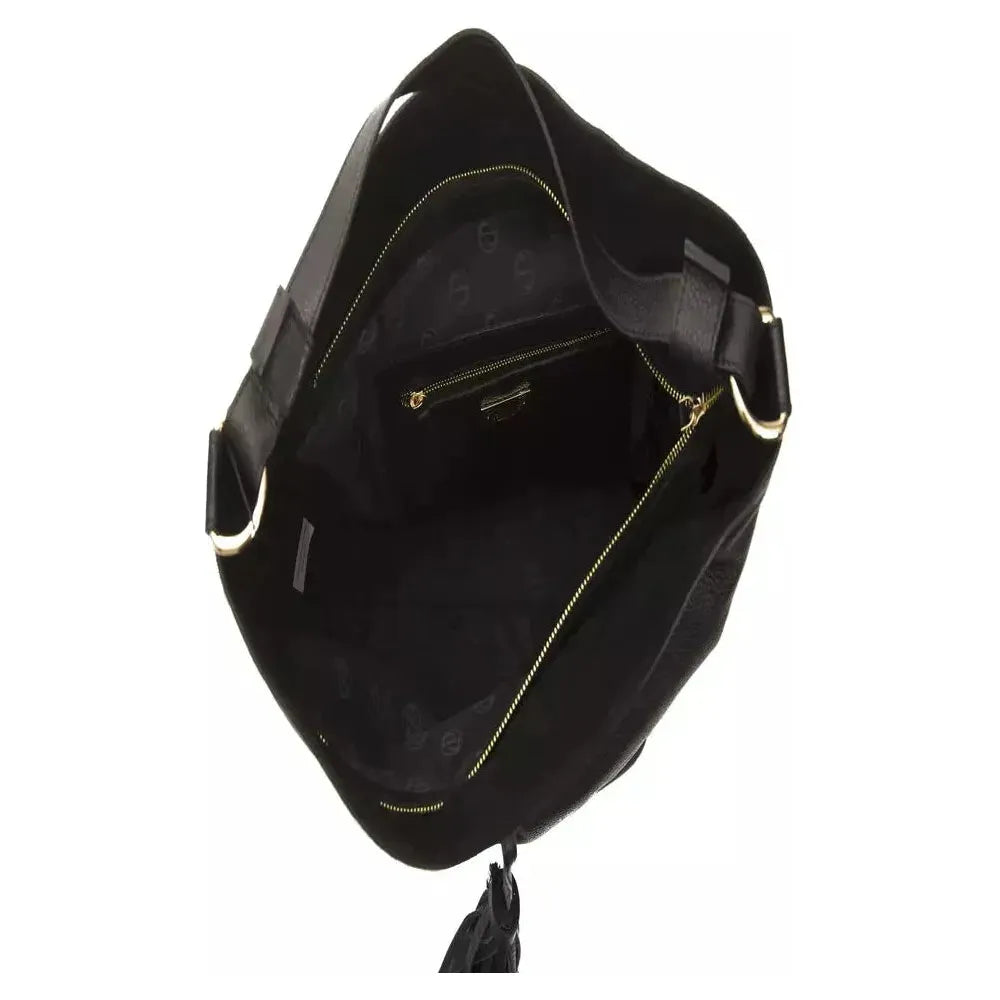 Pompei Donatella Black Leather Women Shoulder Bag