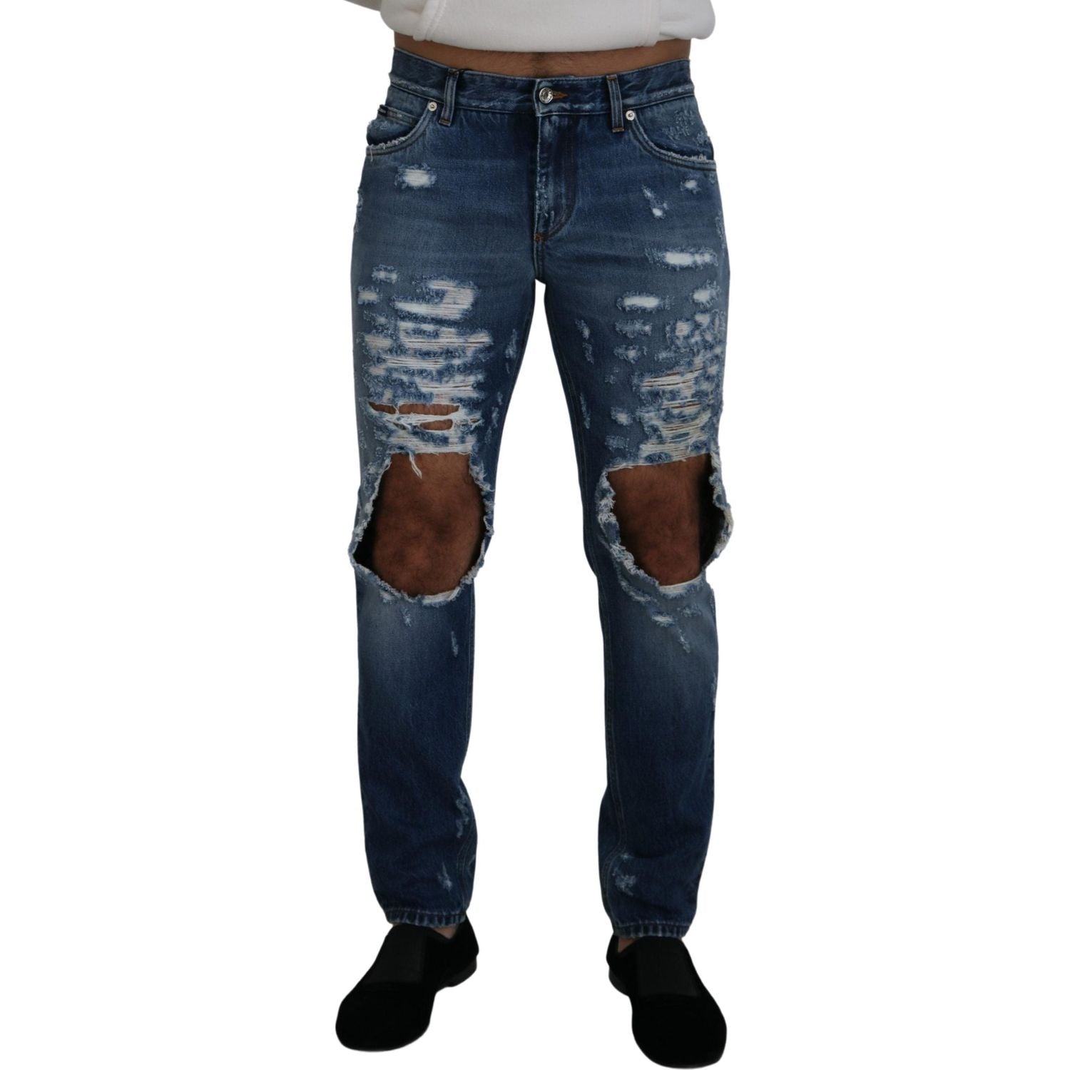 بنطلون جينز ممزق أنيق من دولتشي آند غابانا للرجل العصري