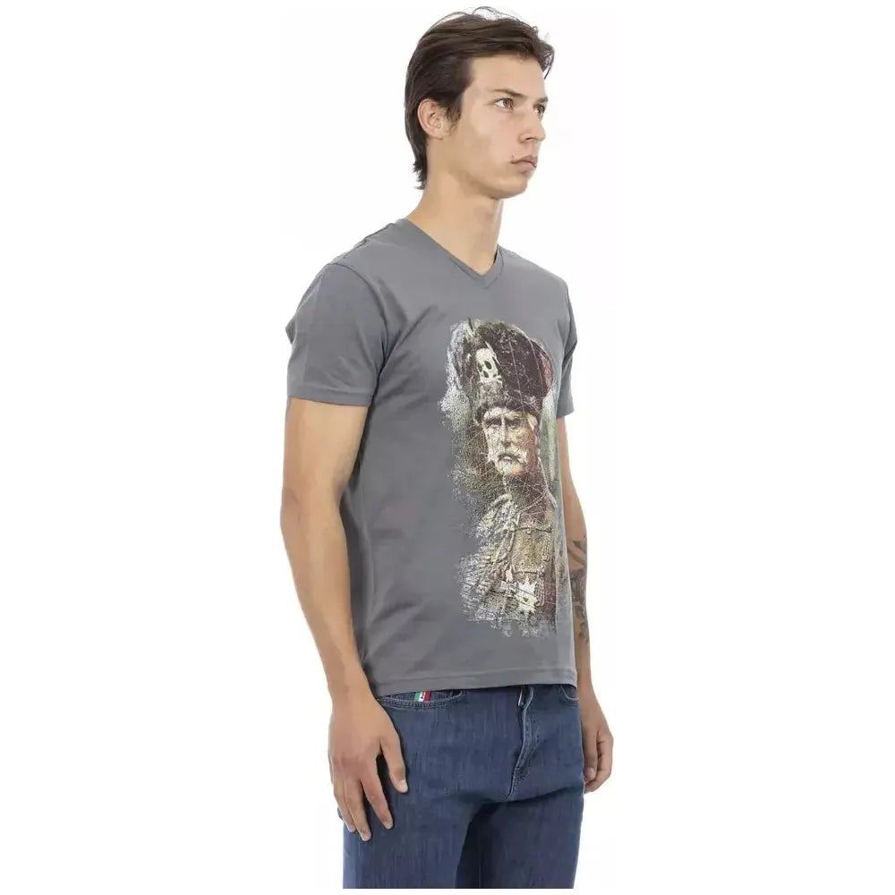Trussardi Action Gray Cotton Men T-Shirt
