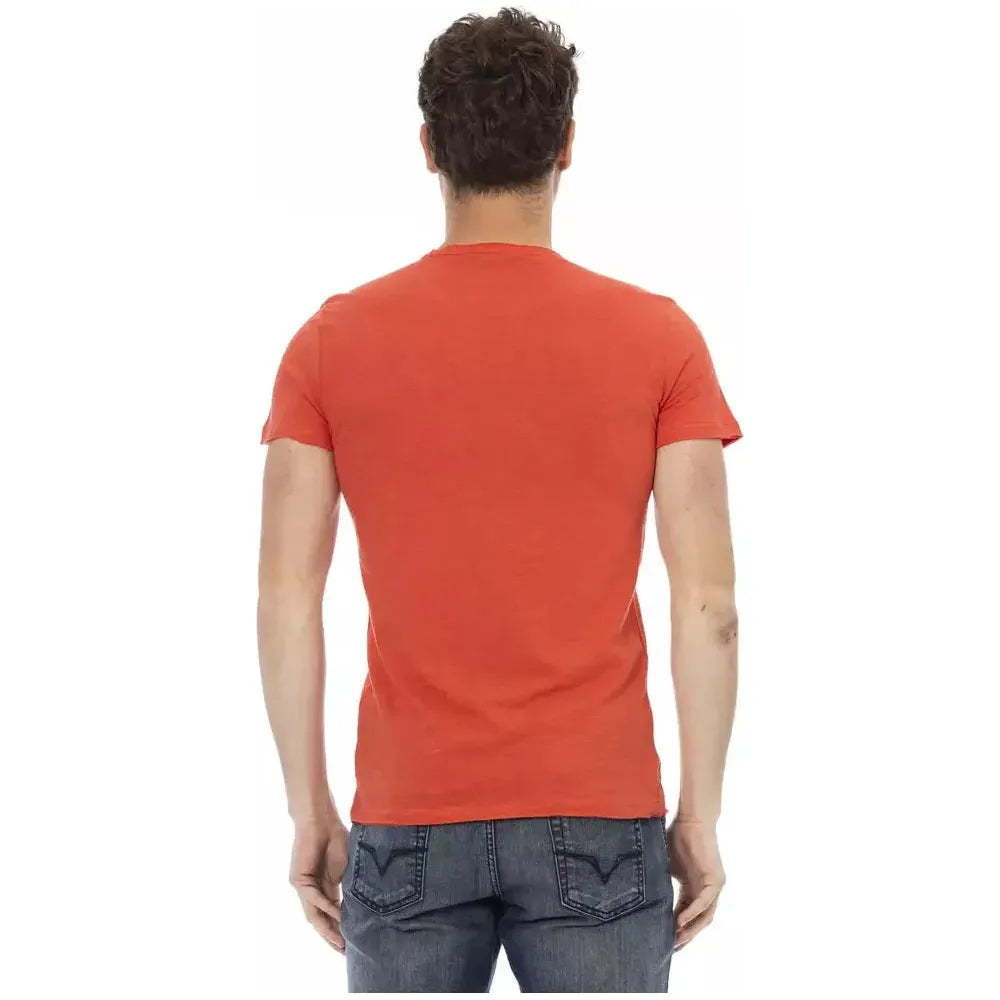 تي شيرت رجالي من القطن باللون الأحمر من Trussardi Action