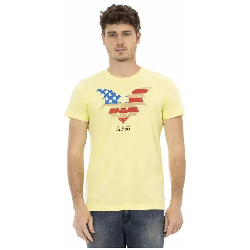 Trussardi Action Yellow Cotton Men T-Shirt TR-22677-XXL