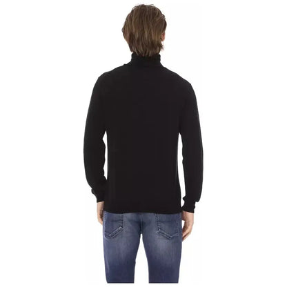 Baldinini Trend Black Fabric Men Sweater with Turtleneck Design