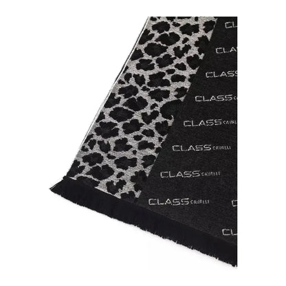 Cavalli Class Black Wool Men Scarf Scarves