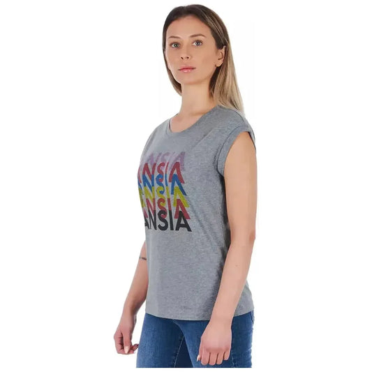 Frankie Morello Gray Cotton Women T-Shirt FR-21738-XS