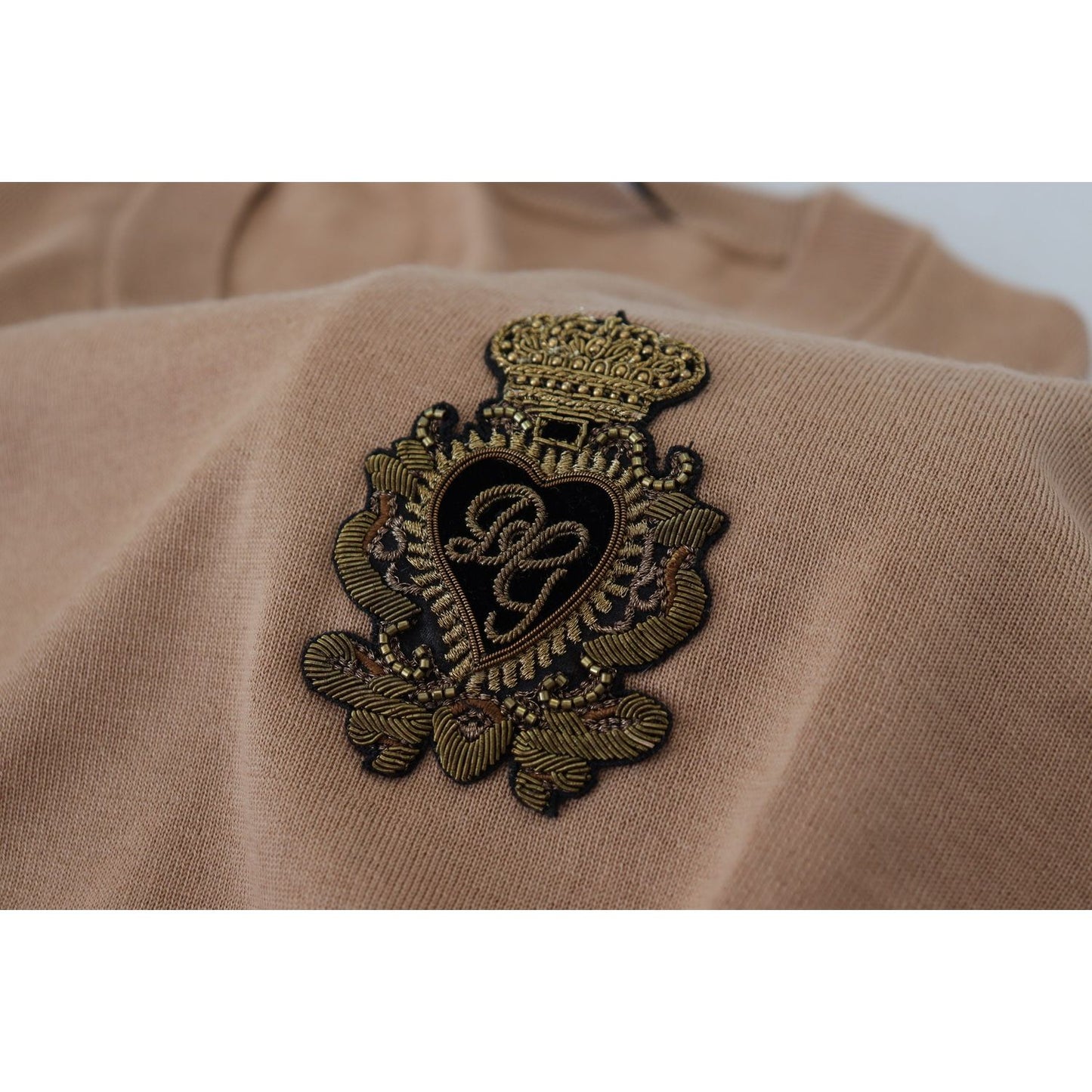 Dolce & Gabbana Beige Cashmere Crown Logo Pullover Sweater