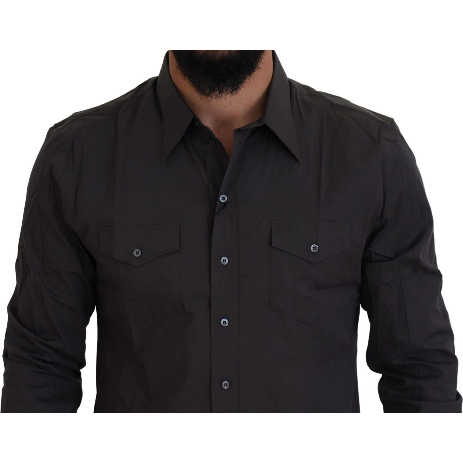 قميص دولتشي آند غابانا الأنيق باللون الرمادي من مجموعة Sicilia Slim Fit