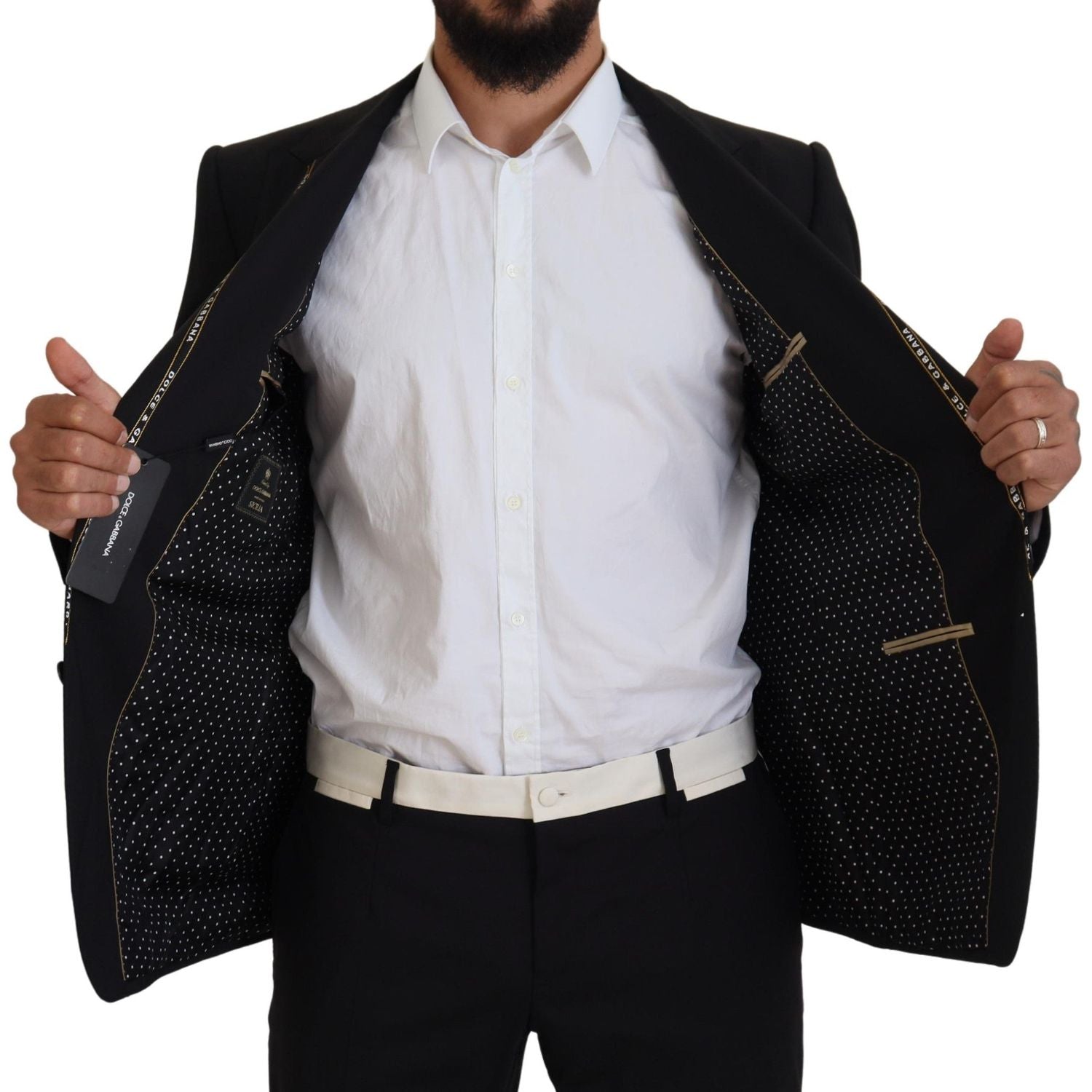 سترة سوداء ذات صف واحد من الأزرار على طراز صقلية من دولتشي آند غابانا