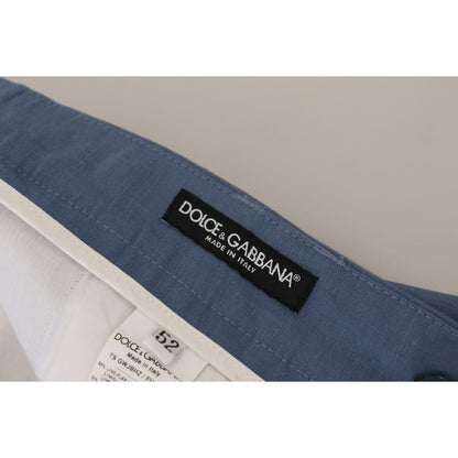 Dolce & Gabbana Blue Linen Chino Formal Pants