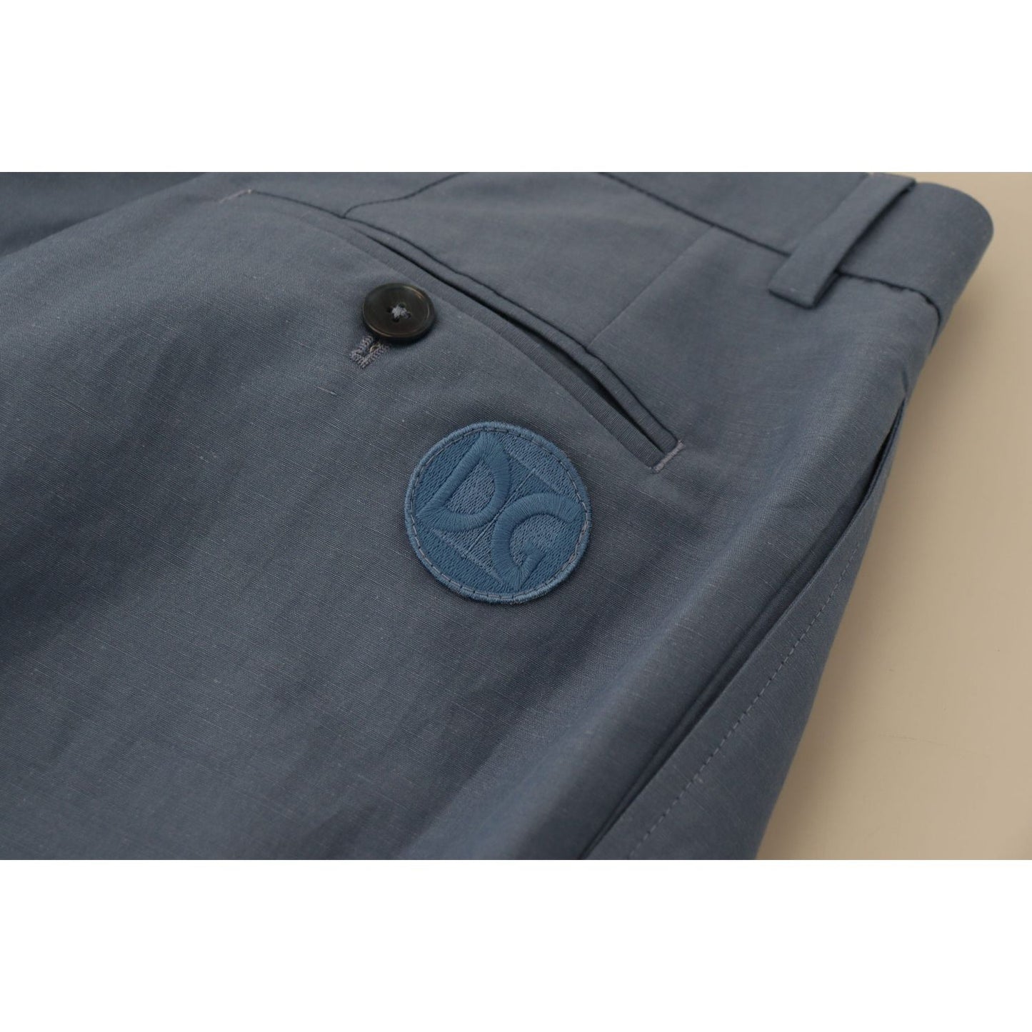 Dolce & Gabbana Blue Linen Chino Formal Pants